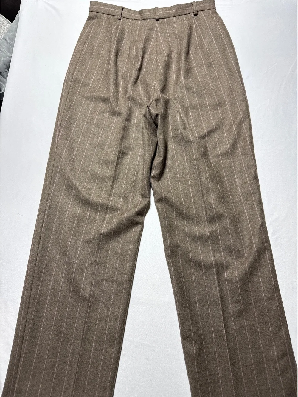 Carlisle Classic Wool Pinstripe Wide-Leg Trousers Size 10